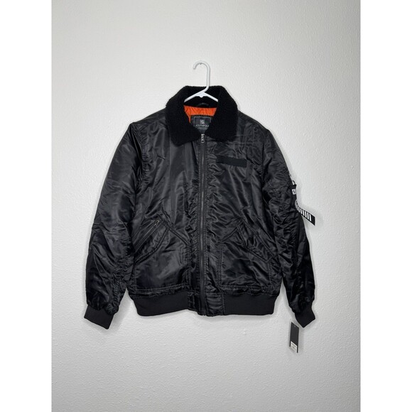 NWT Southpole Flight Jacket Mens Large Black Bomber Military Streetwear Y2K NEW - Picture 1 of 16
